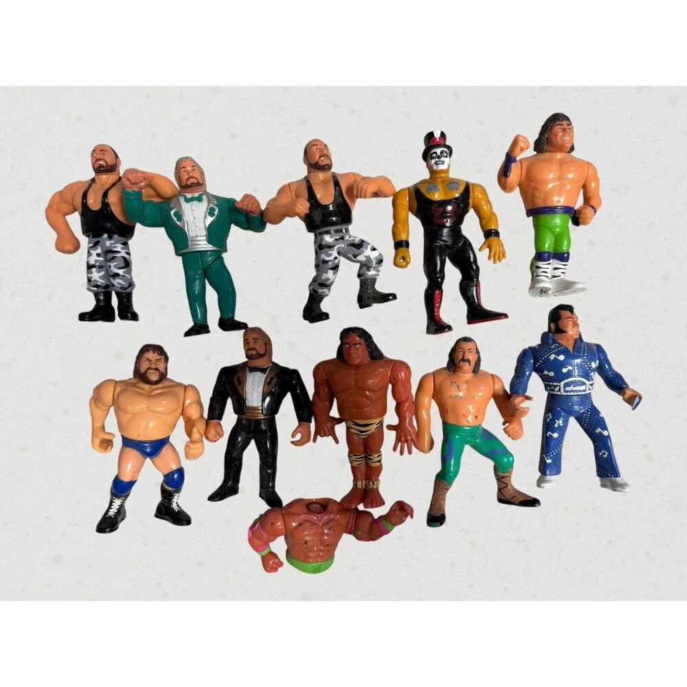 Vintage WWF Hasbro Wrestling Figure Lot of 10 Jake Snake Snuka Honky Tonk Smash